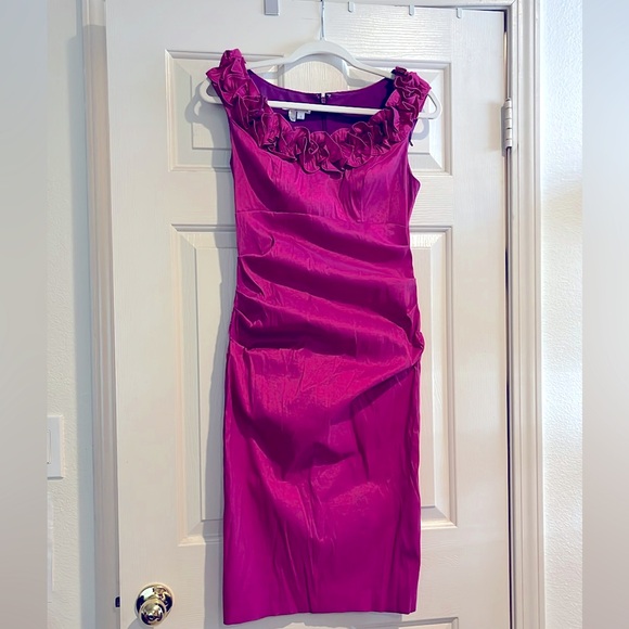 London Times beautiful magenta cocktail dress, size 8 - Picture 4 of 4